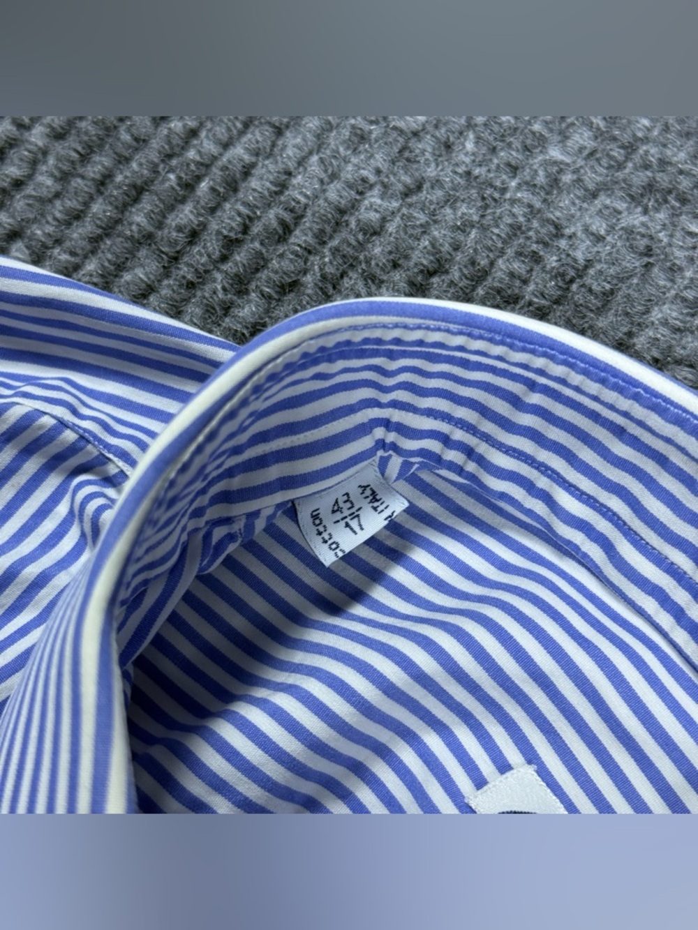 Brioni Dress Shirt Mens 17 / 43 Striped Blue Button Up Cotton Made in Italy - Picture 3 of 10